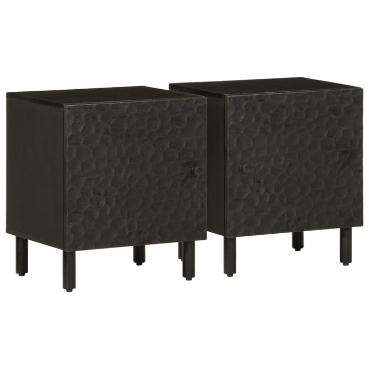 sengeborde 2 stk. 40x33x46 cm massivt mangotræ sort