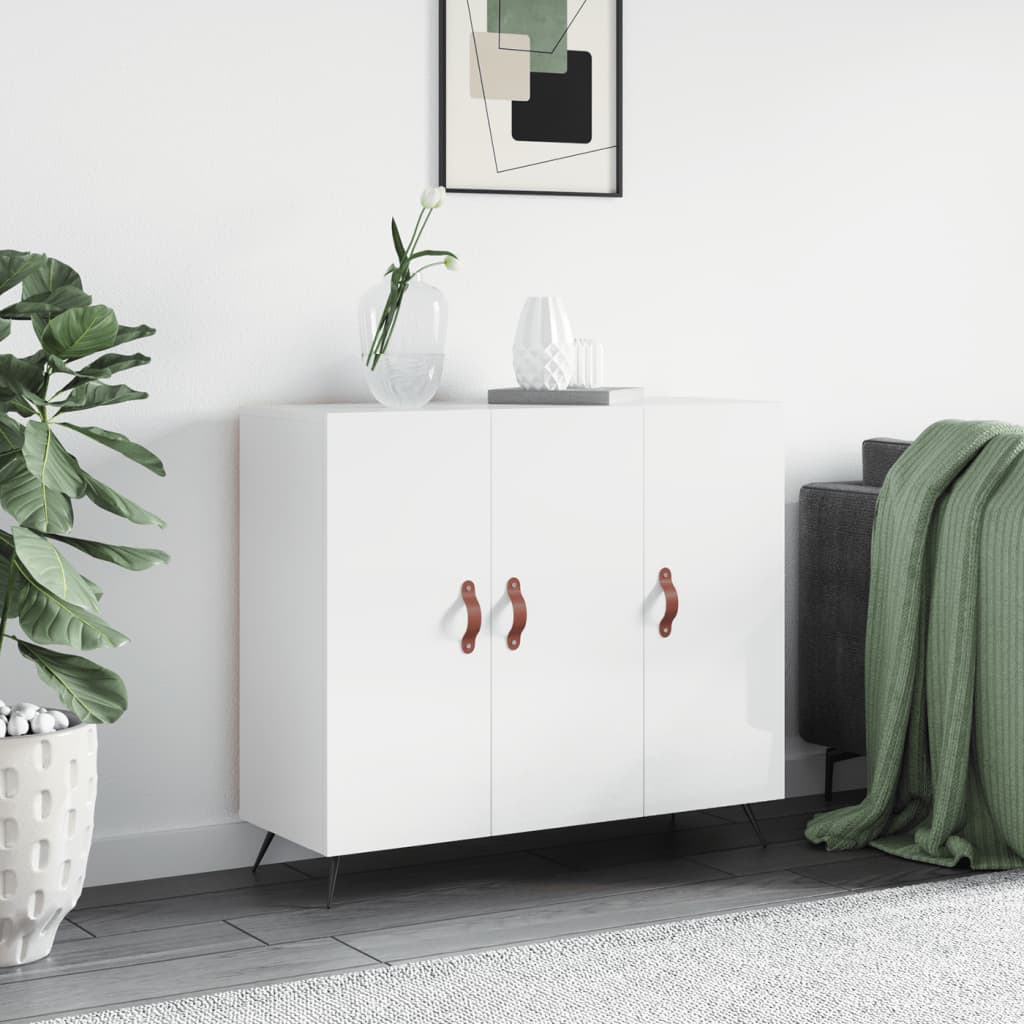 skab 90x34x80 cm konstrueret træ hvid højglans