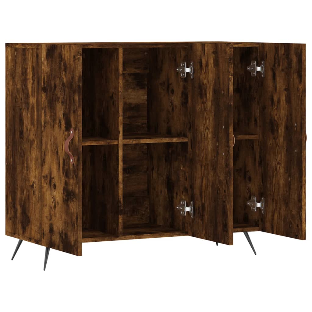skab 90x34x80 cm konstrueret træ røget egetræsfarve