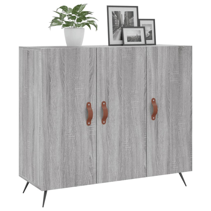 skab 90x34x80 cm konstrueret træ grå sonoma-eg