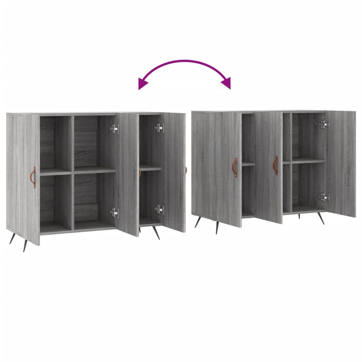 skab 90x34x80 cm konstrueret træ grå sonoma-eg