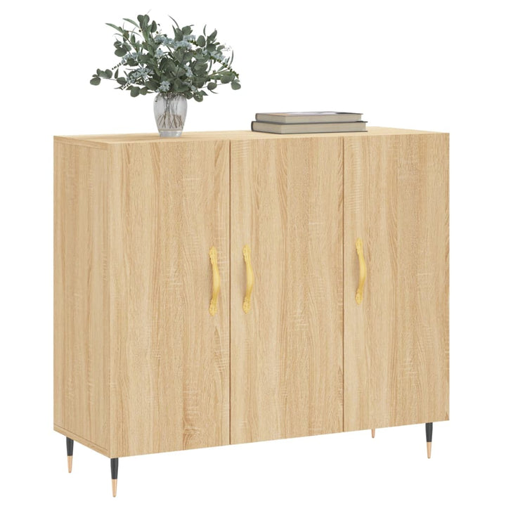 skab 90x34x80 cm konstrueret træ røget egetræsfarve