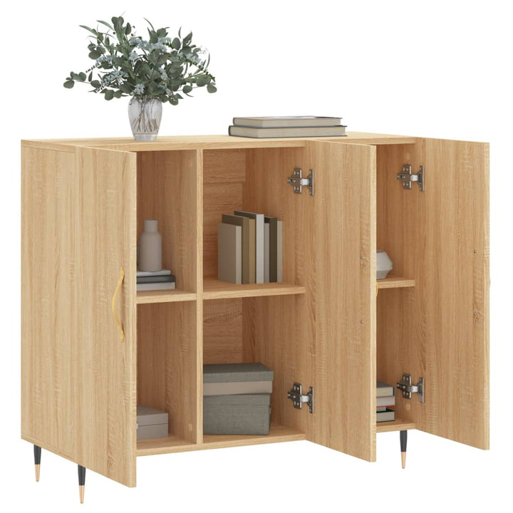skab 90x34x80 cm konstrueret træ røget egetræsfarve