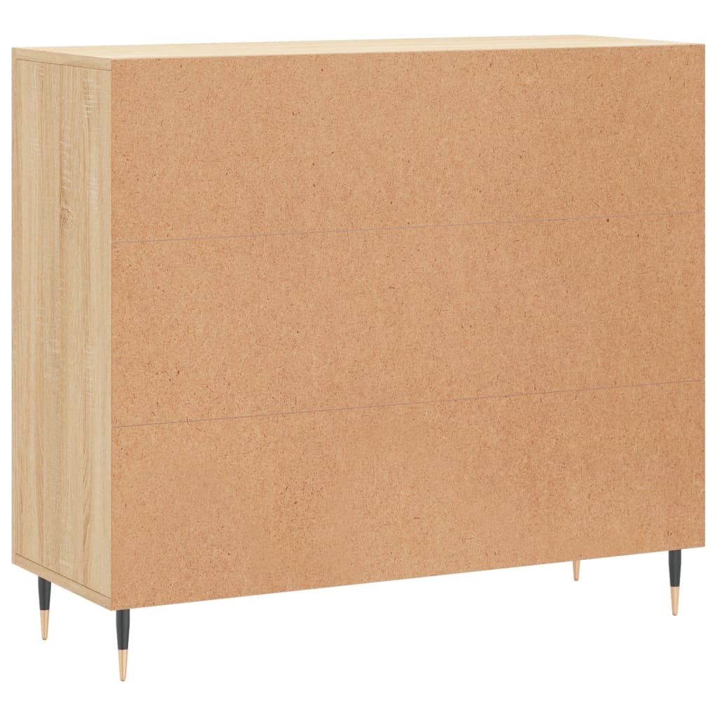 skab 90x34x80 cm konstrueret træ røget egetræsfarve