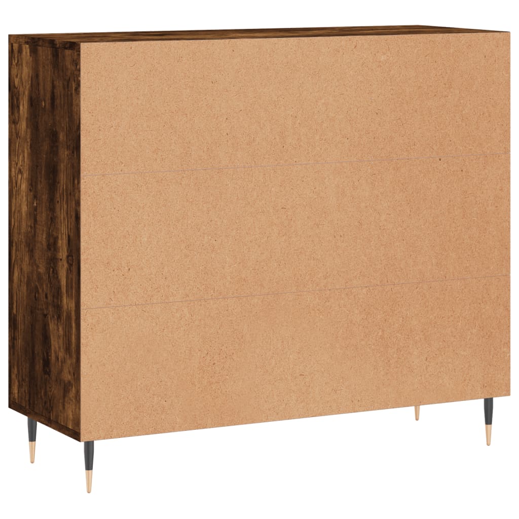 skab 90x34x80 cm konstrueret træ røget egetræsfarve