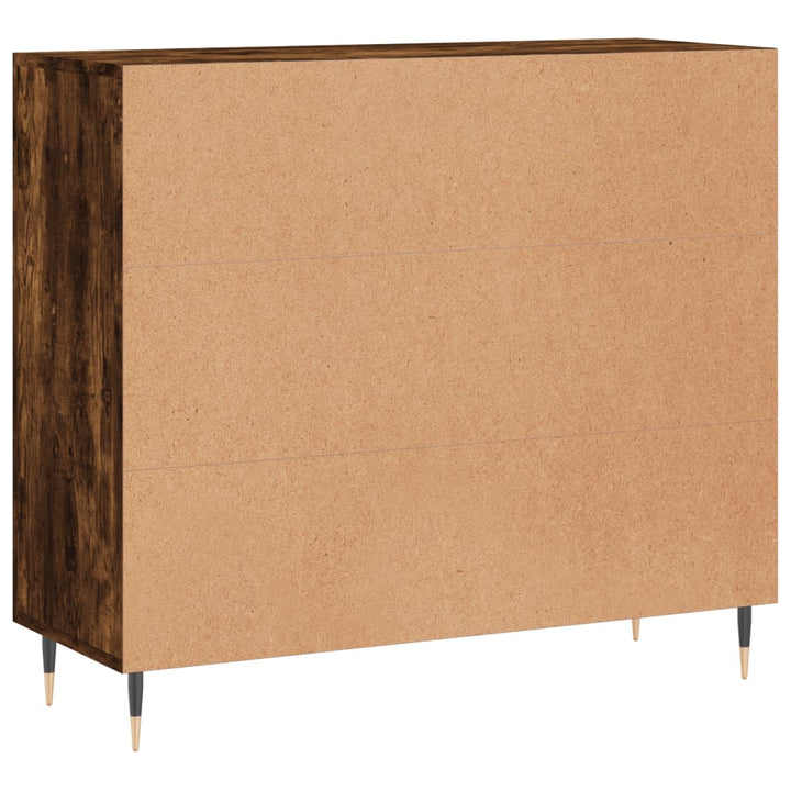 skab 90x34x80 cm konstrueret træ røget egetræsfarve