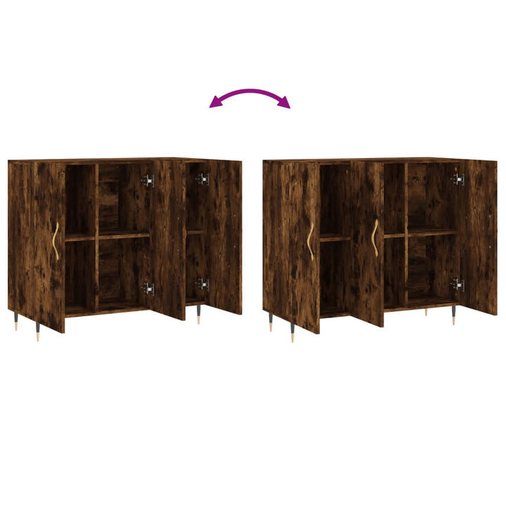 skab 90x34x80 cm konstrueret træ røget egetræsfarve