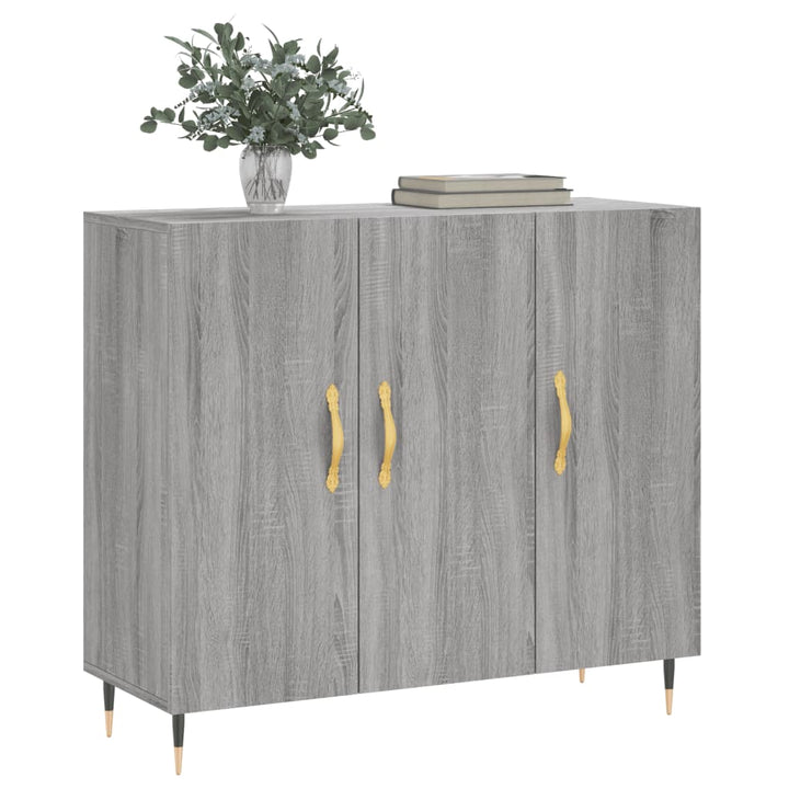 skab 90x34x80 cm konstrueret træ grå sonoma-eg