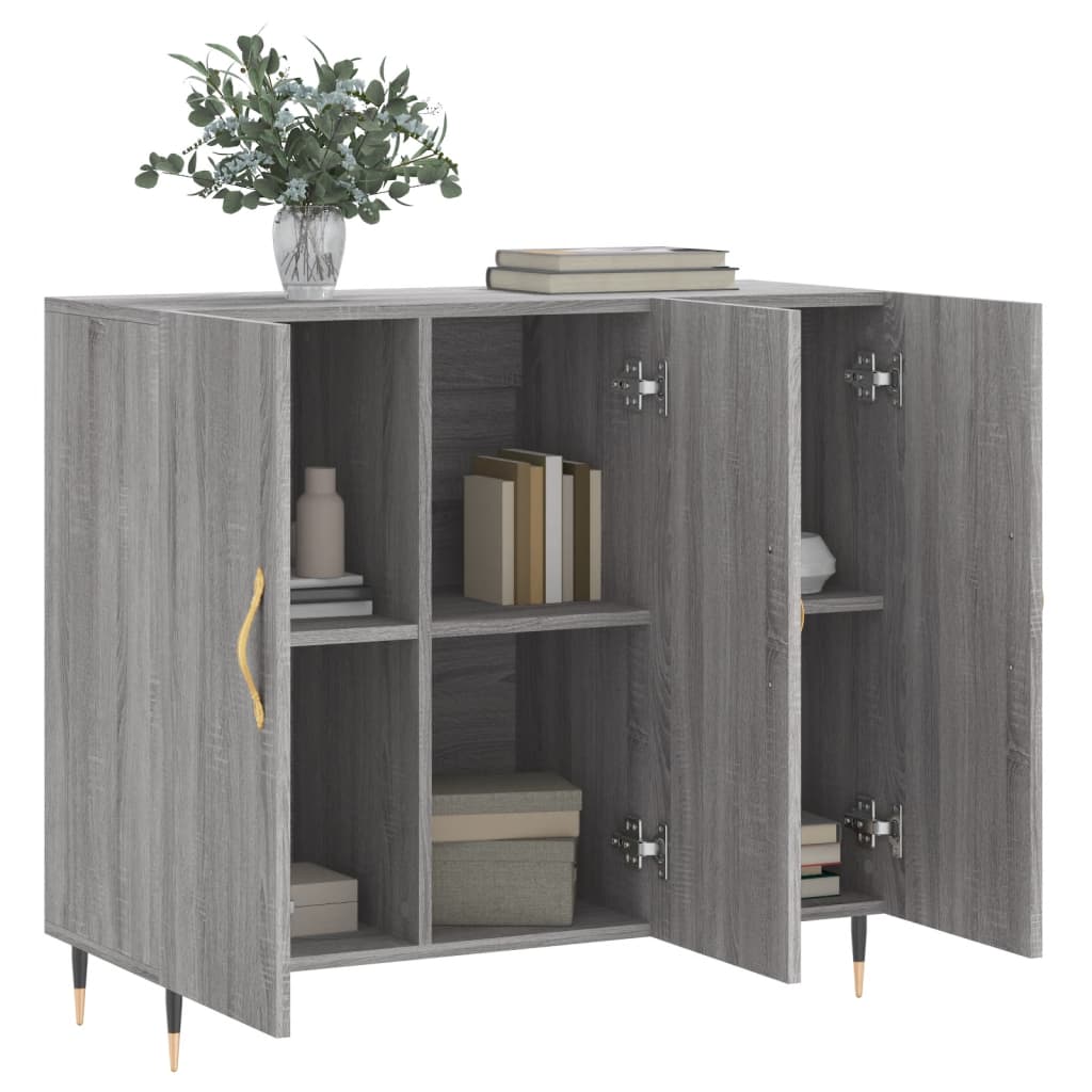 skab 90x34x80 cm konstrueret træ grå sonoma-eg