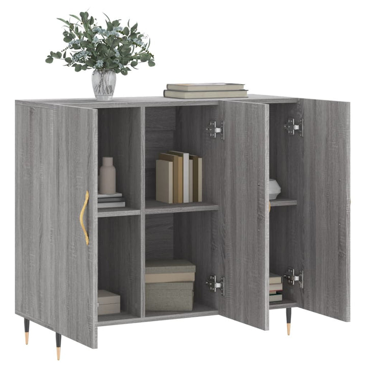 skab 90x34x80 cm konstrueret træ grå sonoma-eg