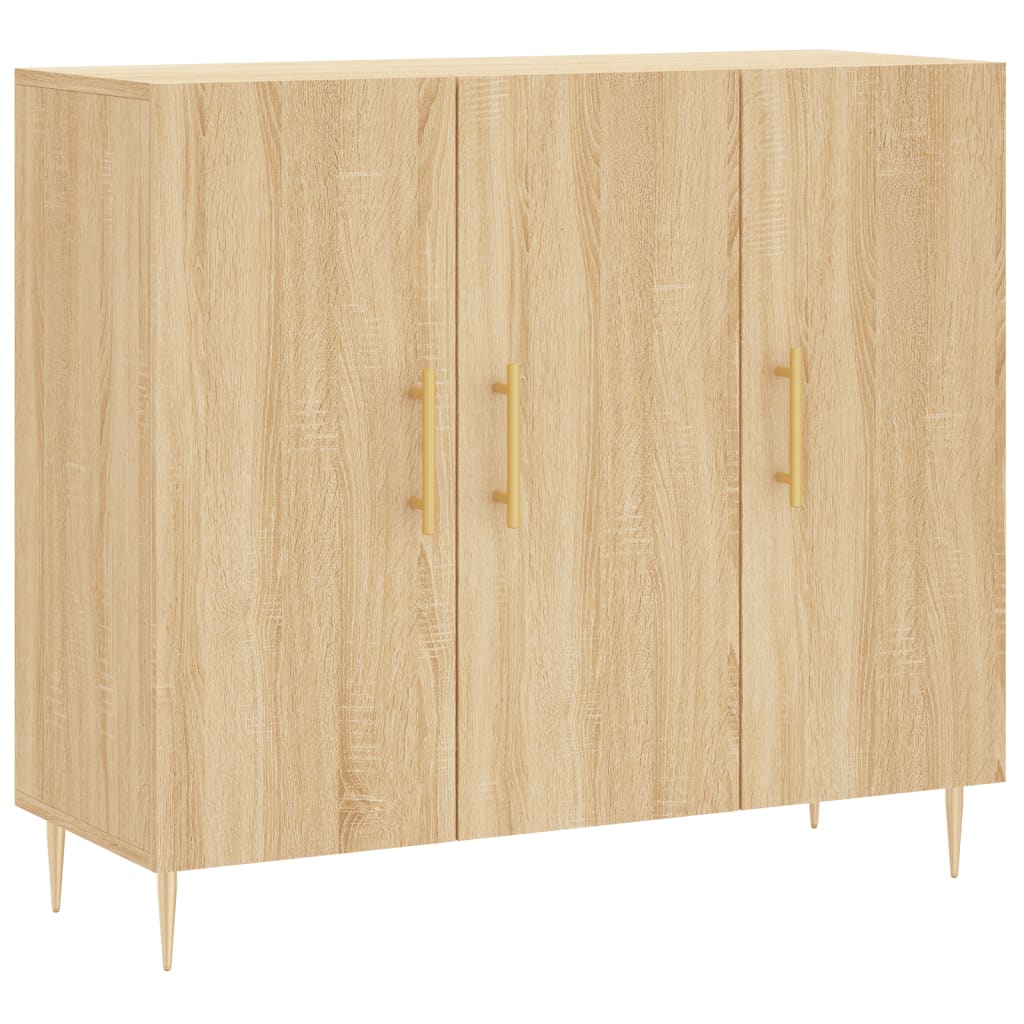skab 90x34x80 cm konstrueret træ røget egetræsfarve