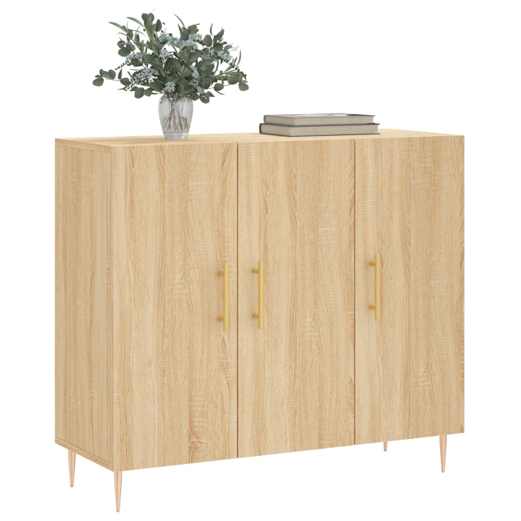 skab 90x34x80 cm konstrueret træ røget egetræsfarve