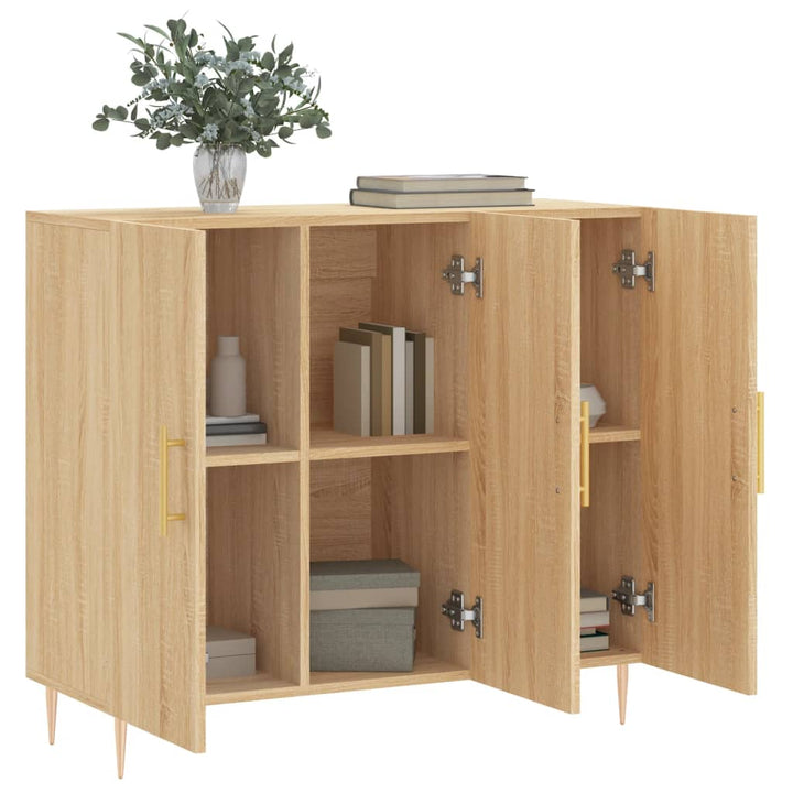 skab 90x34x80 cm konstrueret træ røget egetræsfarve