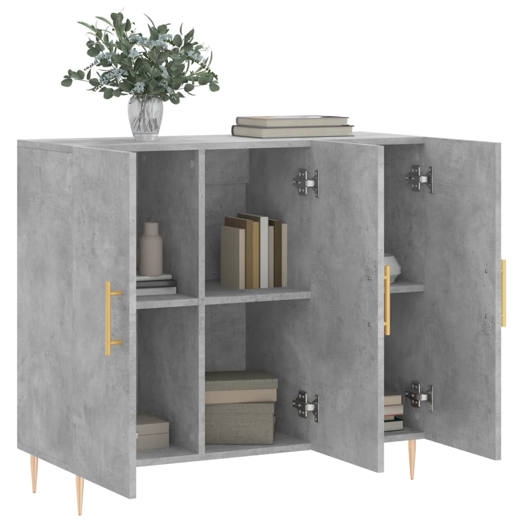 skab 90x34x80 cm konstrueret træ betongrå