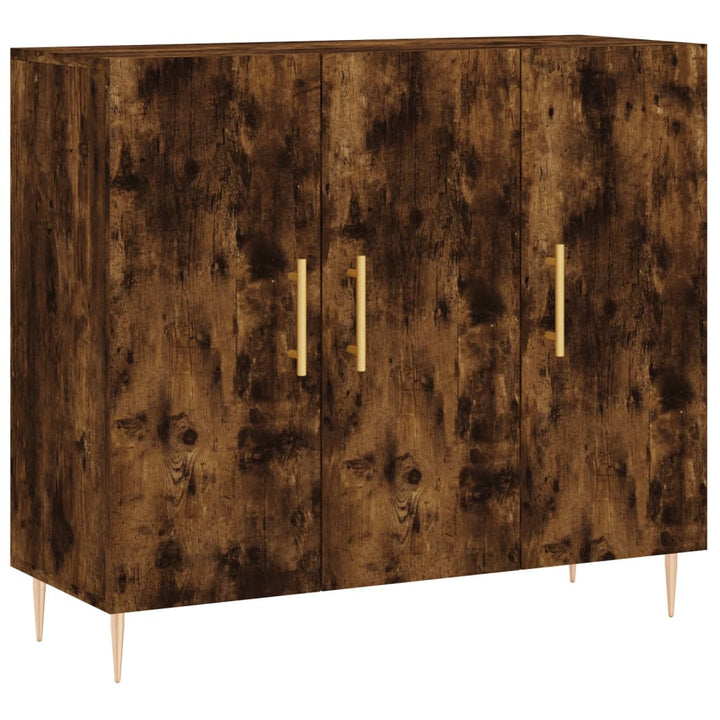 skab 90x34x80 cm konstrueret træ røget egetræsfarve