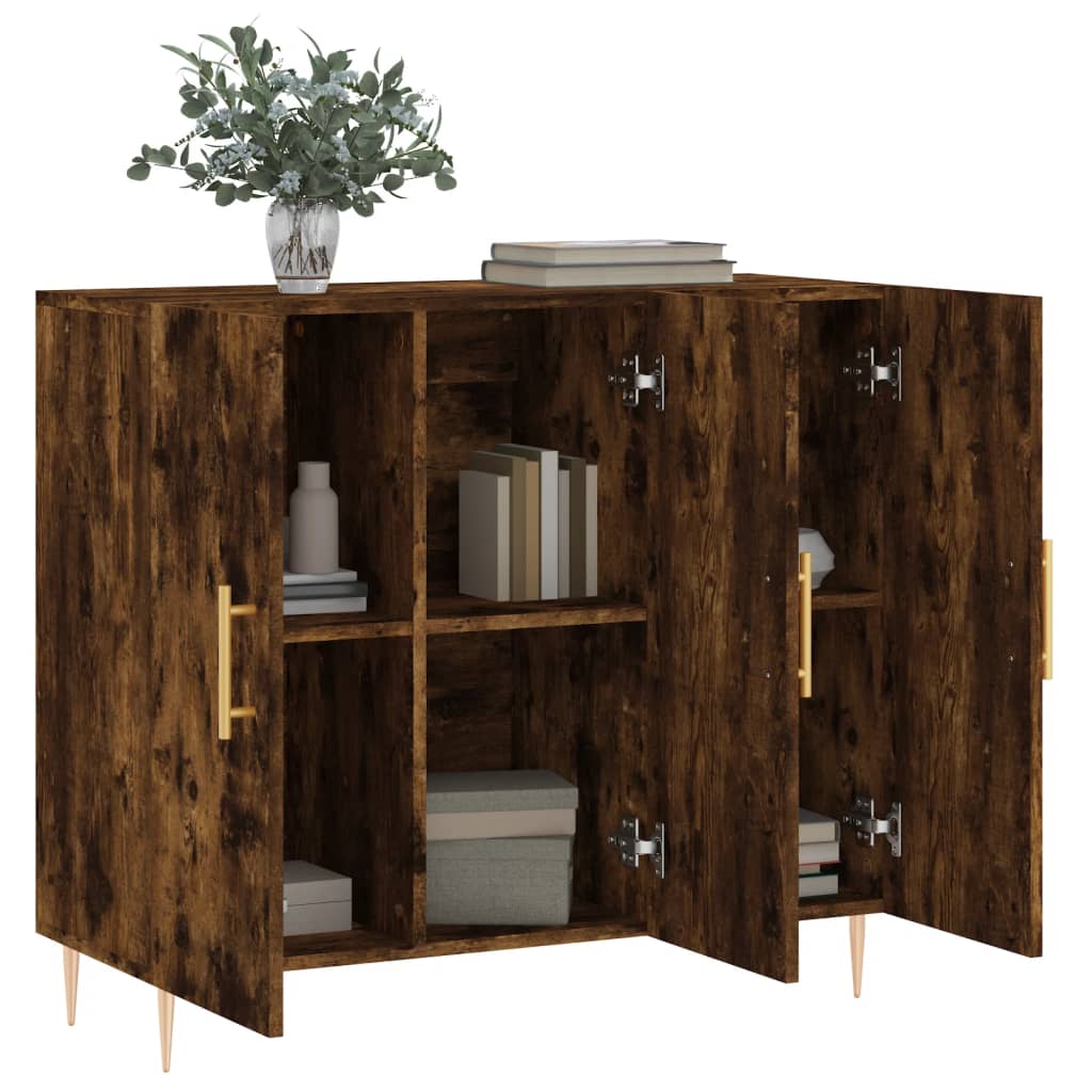 skab 90x34x80 cm konstrueret træ røget egetræsfarve