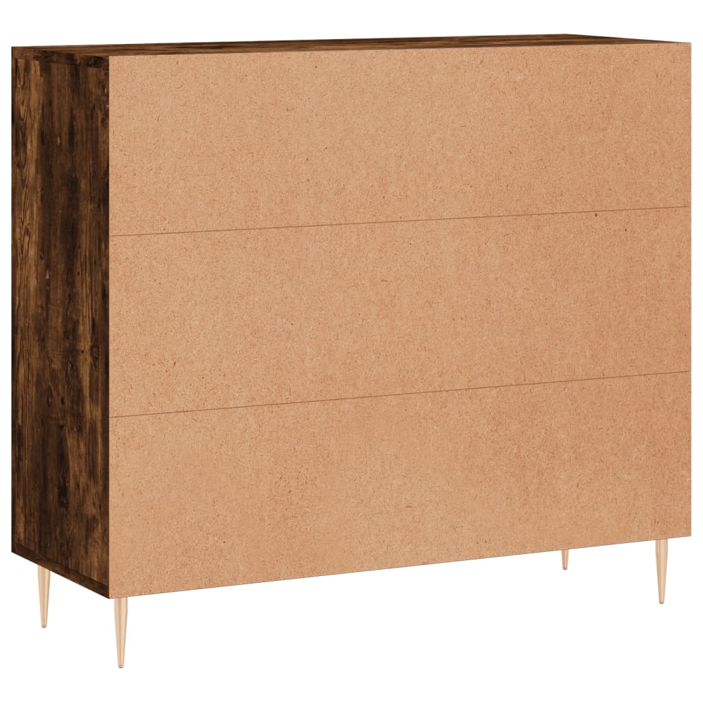 skab 90x34x80 cm konstrueret træ røget egetræsfarve