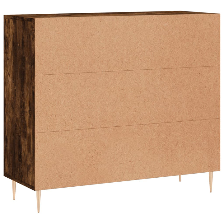 skab 90x34x80 cm konstrueret træ røget egetræsfarve
