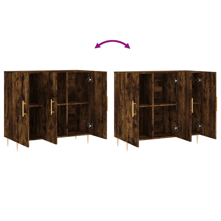 skab 90x34x80 cm konstrueret træ røget egetræsfarve