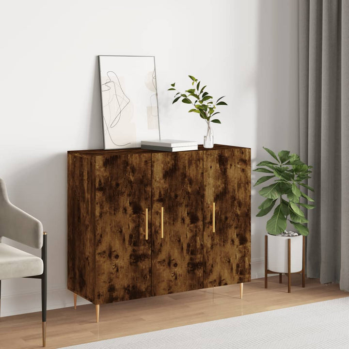 skab 90x34x80 cm konstrueret træ røget egetræsfarve