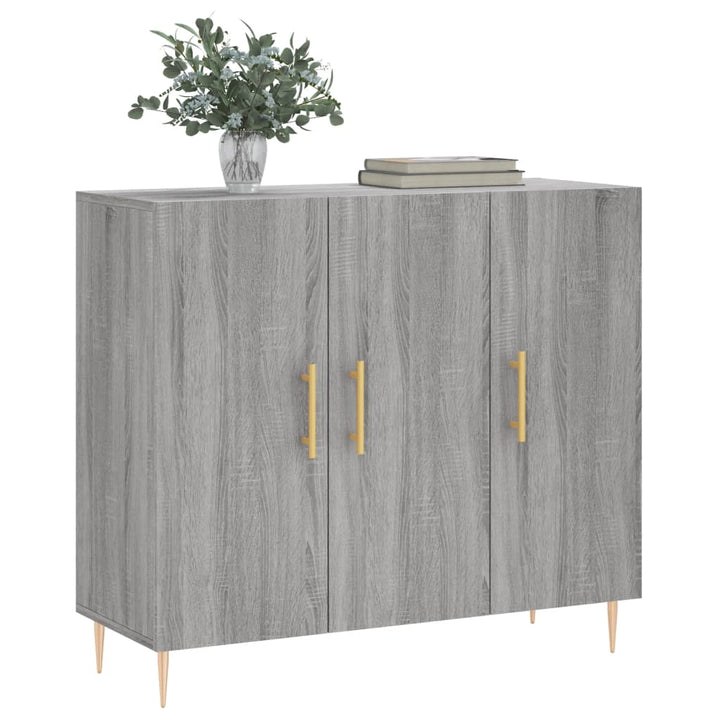 skab 90x34x80 cm konstrueret træ grå sonoma-eg