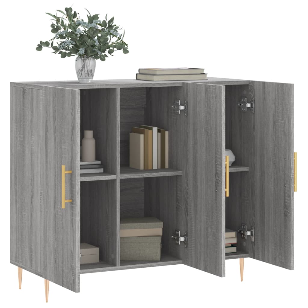 skab 90x34x80 cm konstrueret træ grå sonoma-eg