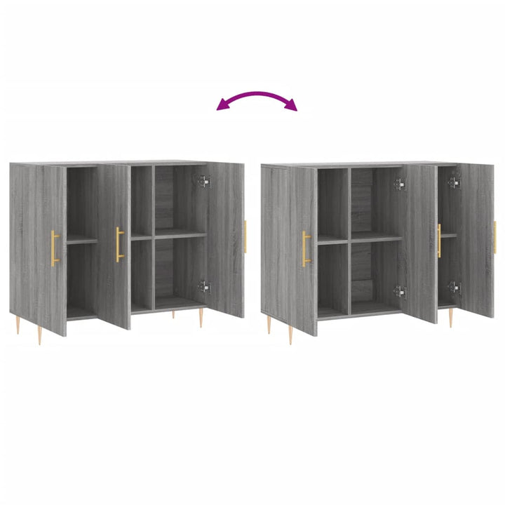 skab 90x34x80 cm konstrueret træ grå sonoma-eg