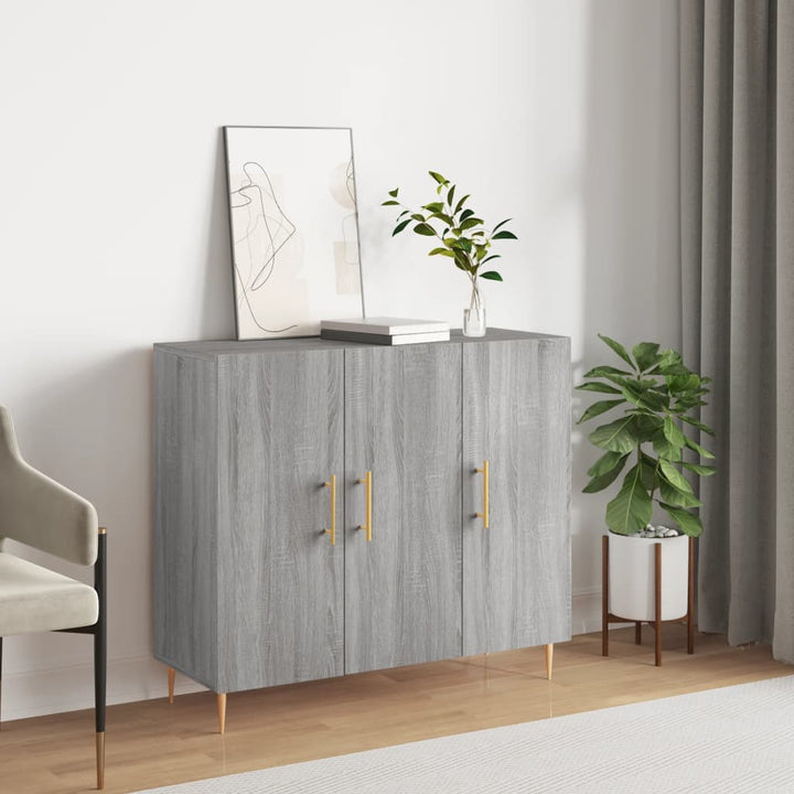 skab 90x34x80 cm konstrueret træ grå sonoma-eg