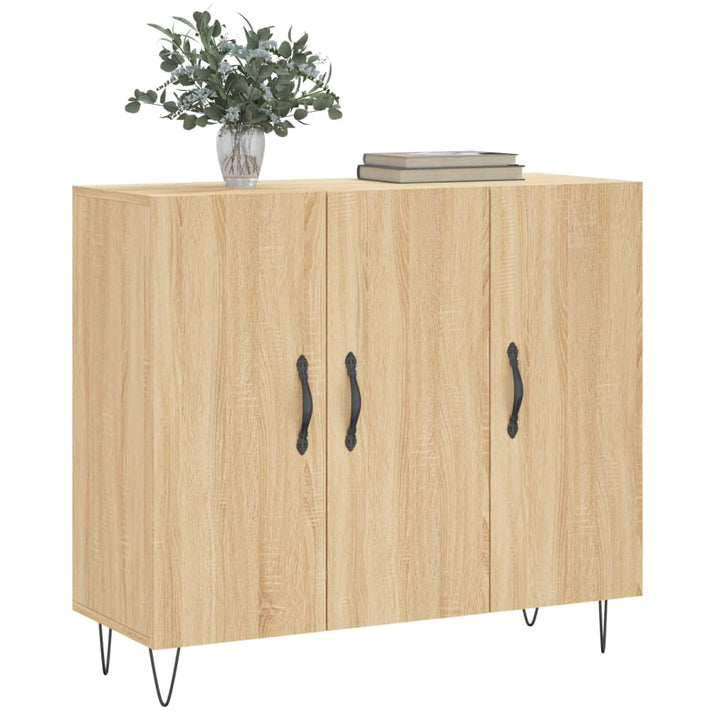 skab 90x34x80 cm konstrueret træ røget egetræsfarve