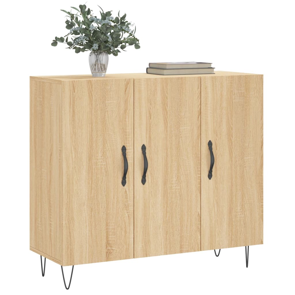 skab 90x34x80 cm konstrueret træ røget egetræsfarve