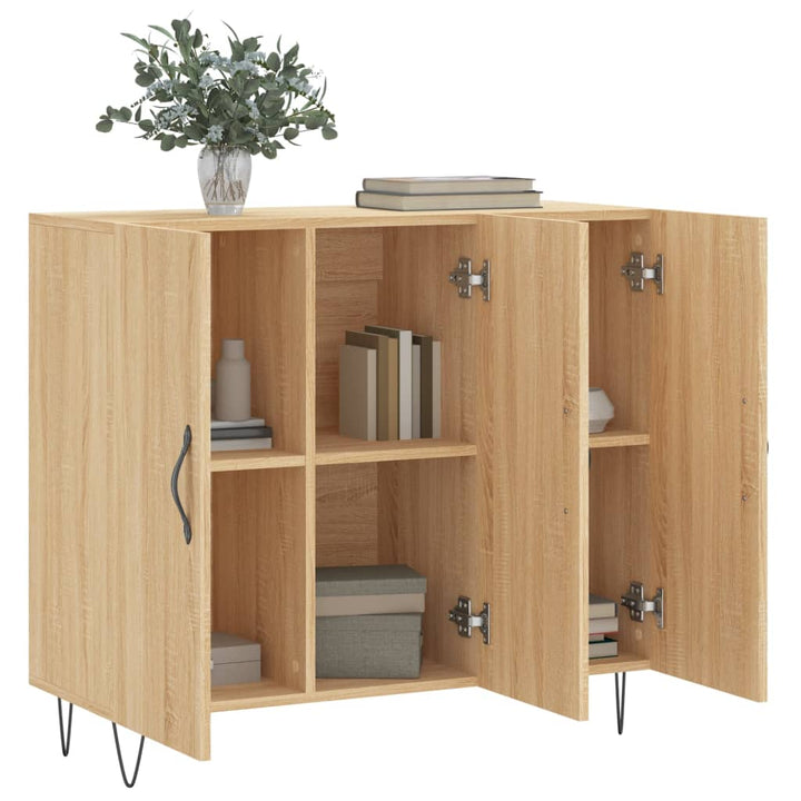 skab 90x34x80 cm konstrueret træ røget egetræsfarve