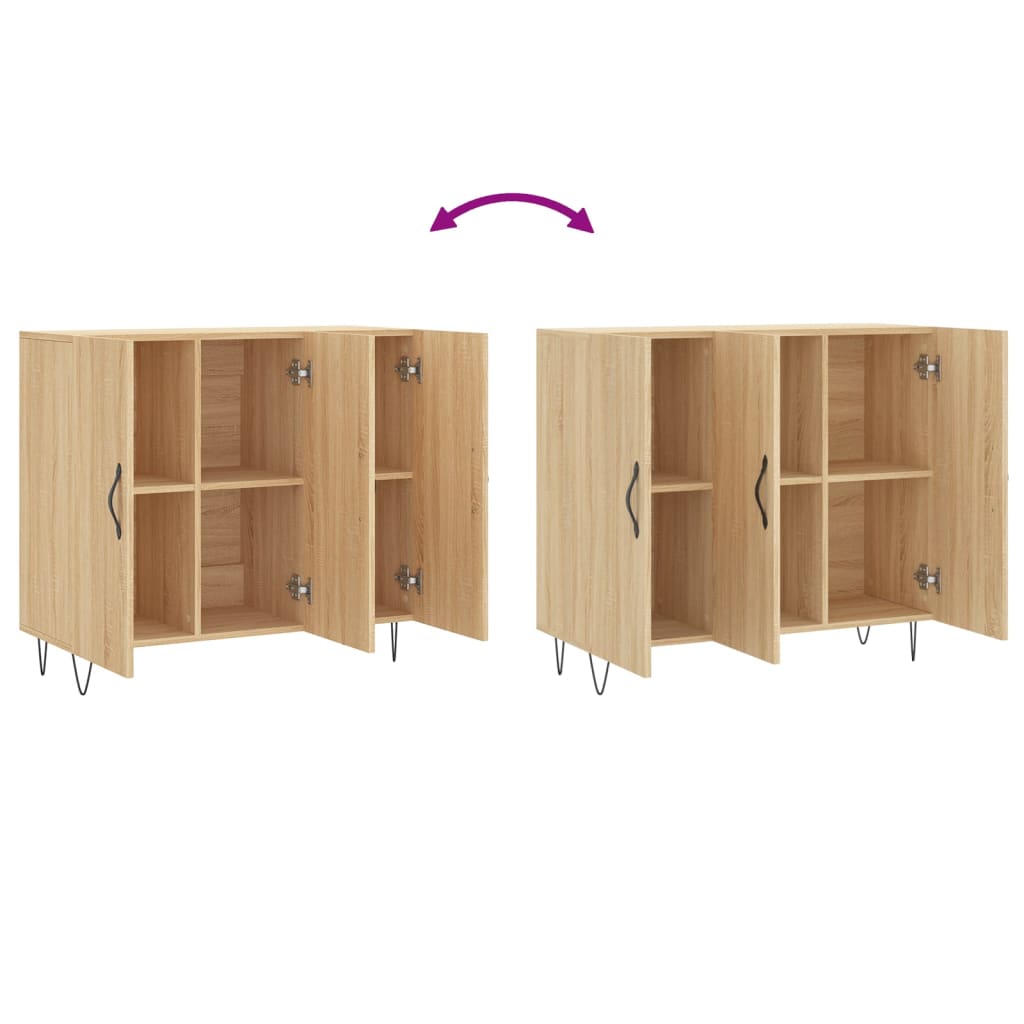 skab 90x34x80 cm konstrueret træ røget egetræsfarve