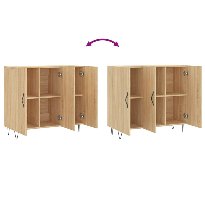 skab 90x34x80 cm konstrueret træ røget egetræsfarve
