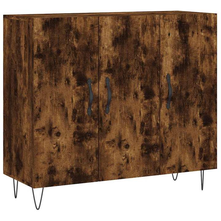 skab 90x34x80 cm konstrueret træ røget egetræsfarve