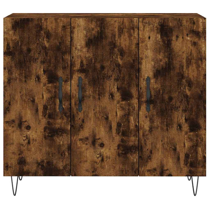 skab 90x34x80 cm konstrueret træ røget egetræsfarve