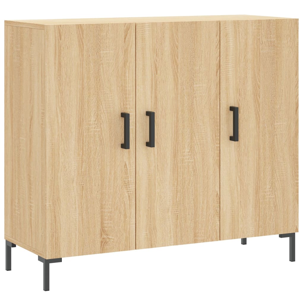 skab 90x34x80 cm konstrueret træ røget egetræsfarve