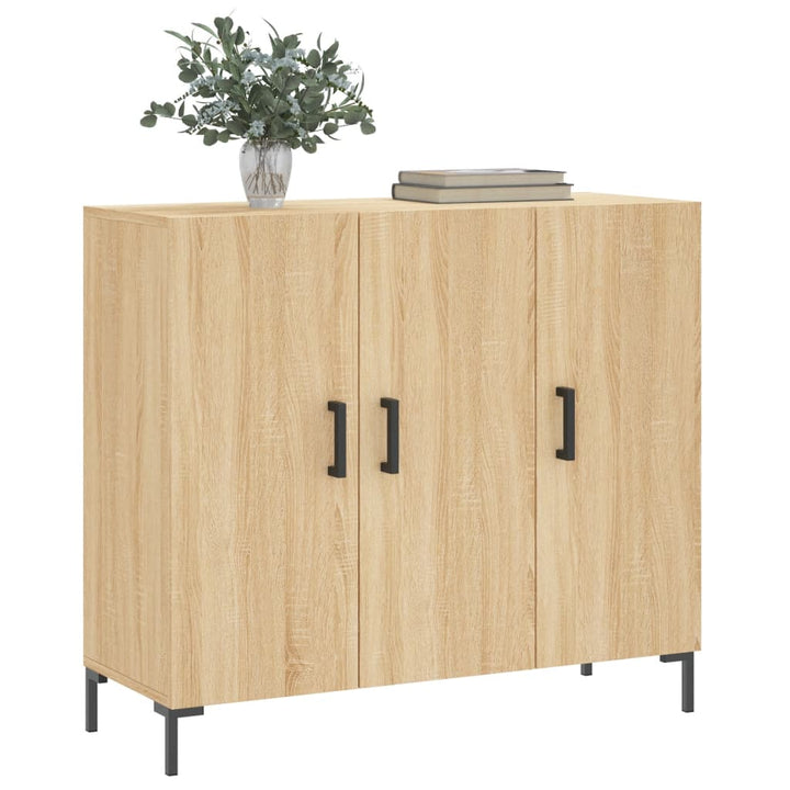 skab 90x34x80 cm konstrueret træ røget egetræsfarve
