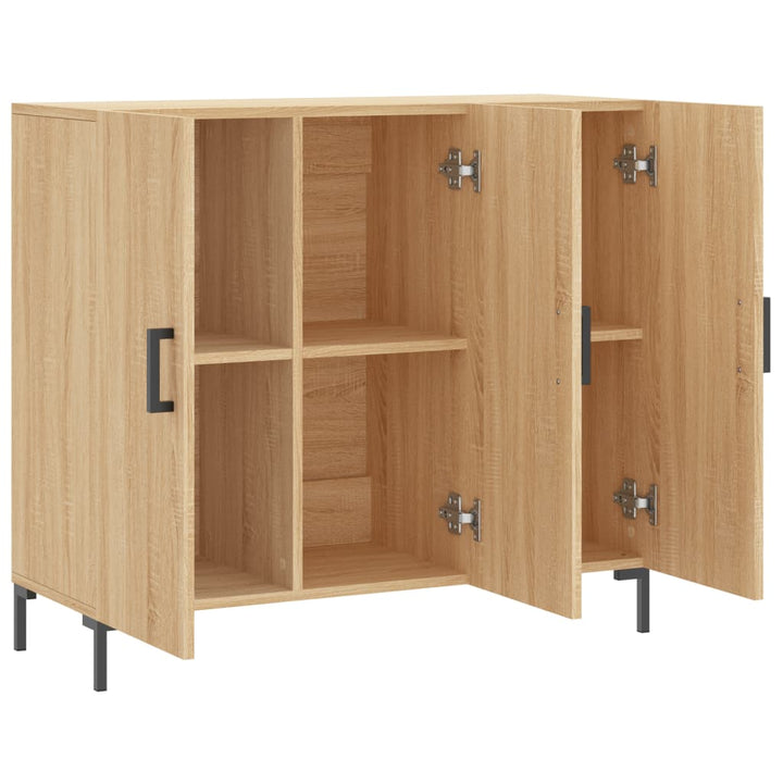 skab 90x34x80 cm konstrueret træ røget egetræsfarve
