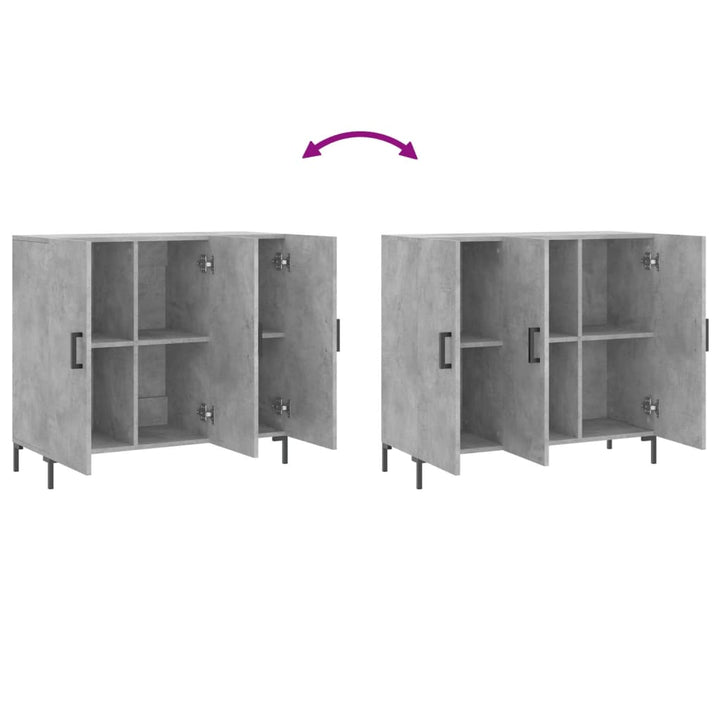 skab 90x34x80 cm konstrueret træ betongrå