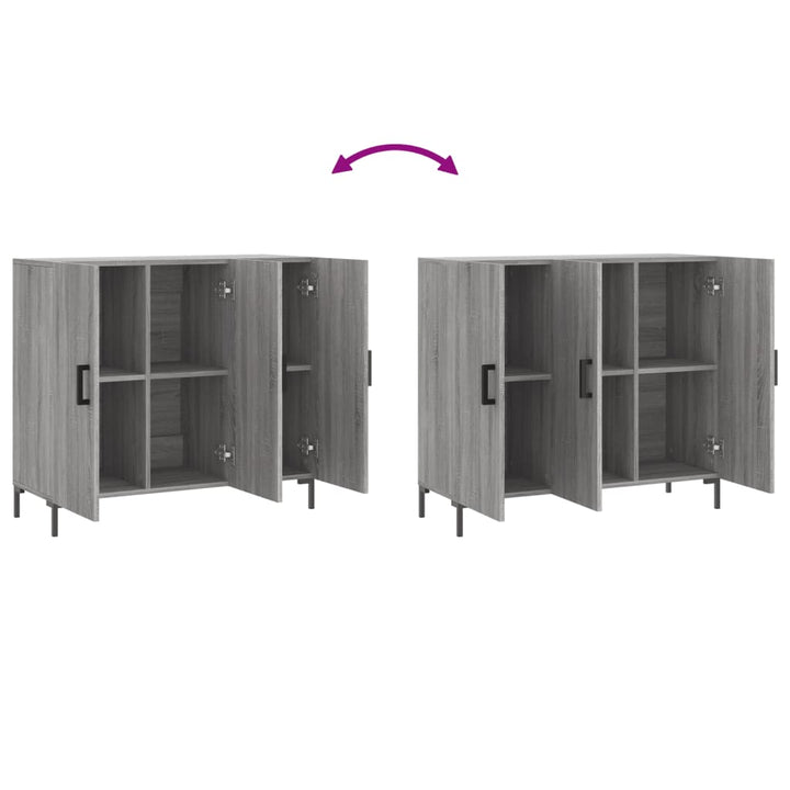 skab 90x34x80 cm konstrueret træ grå sonoma-eg