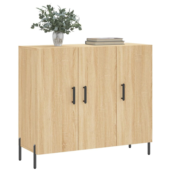 skab 90x34x80 cm konstrueret træ røget egetræsfarve
