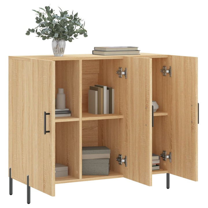 skab 90x34x80 cm konstrueret træ røget egetræsfarve