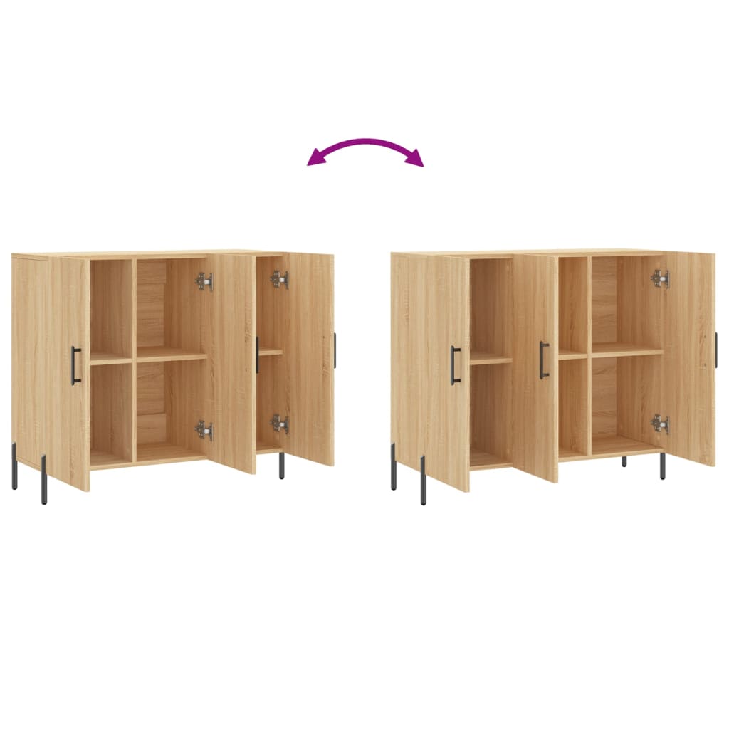 skab 90x34x80 cm konstrueret træ røget egetræsfarve