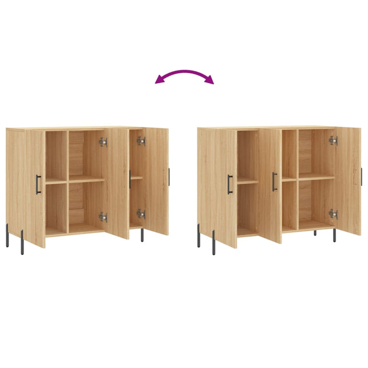 skab 90x34x80 cm konstrueret træ røget egetræsfarve