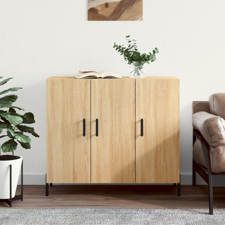 skab 90x34x80 cm konstrueret træ røget egetræsfarve