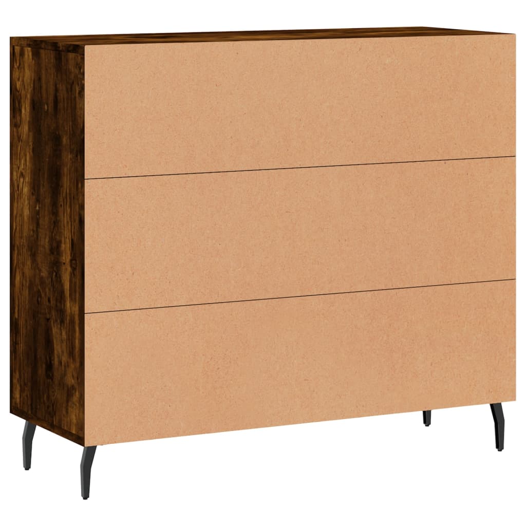 skab 90x34x80 cm konstrueret træ røget egetræsfarve