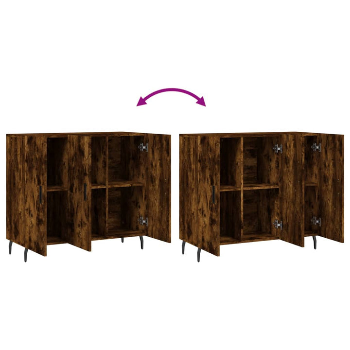 skab 90x34x80 cm konstrueret træ røget egetræsfarve