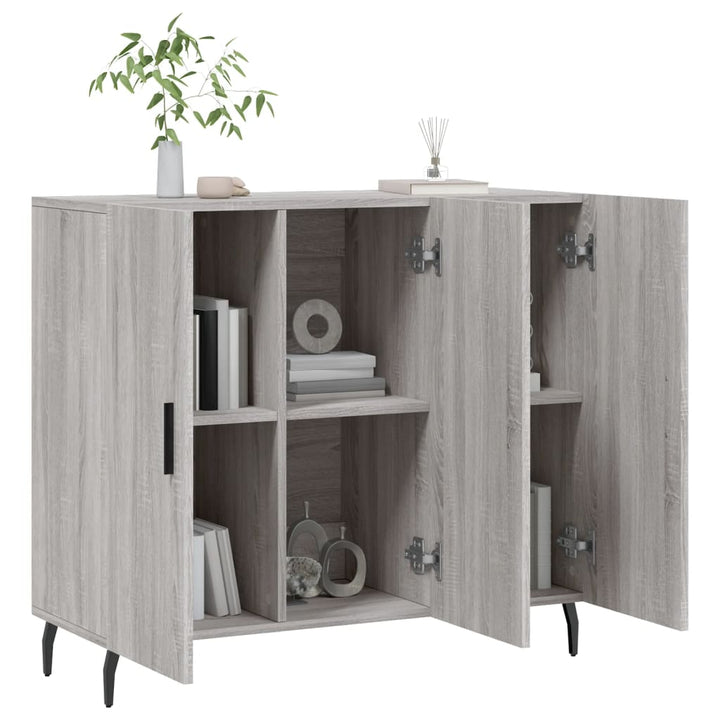 skab 90x34x80 cm konstrueret træ grå sonoma-eg
