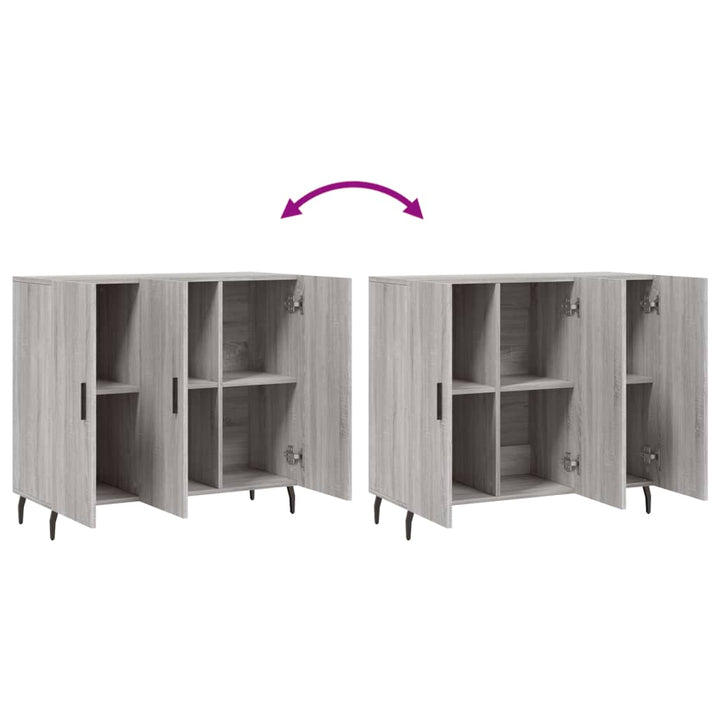 skab 90x34x80 cm konstrueret træ grå sonoma-eg