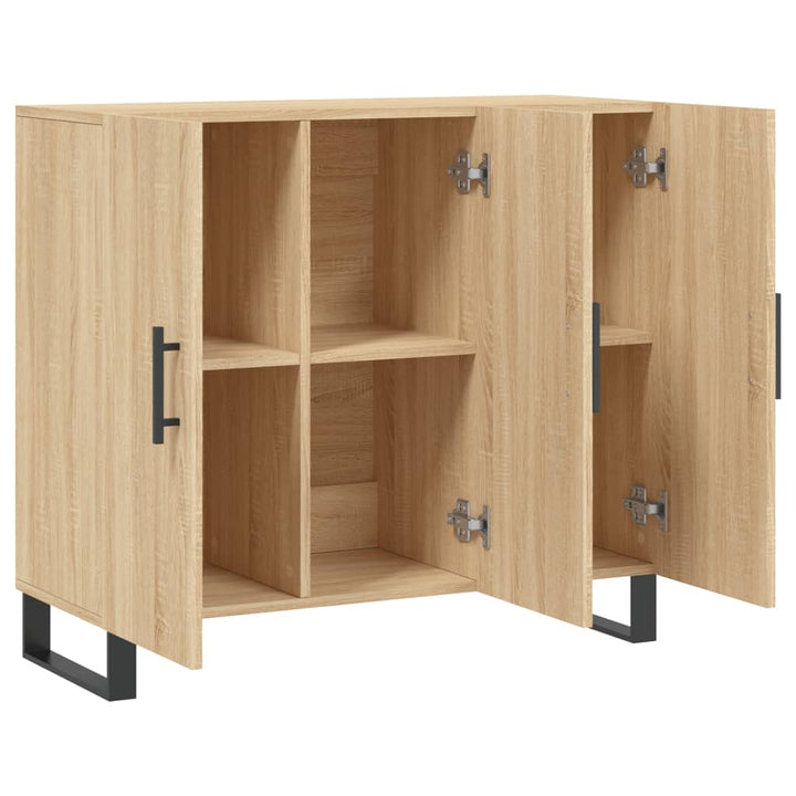 skab 90x34x80 cm konstrueret træ røget egetræsfarve
